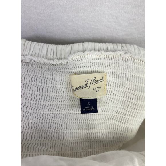 Universal Size Small White Strapless Tie Front Tiered Cotton Midi Dress Sundress - Picture 7 of 7